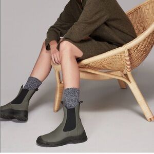 Whistles Green Rubberised Leather Boots